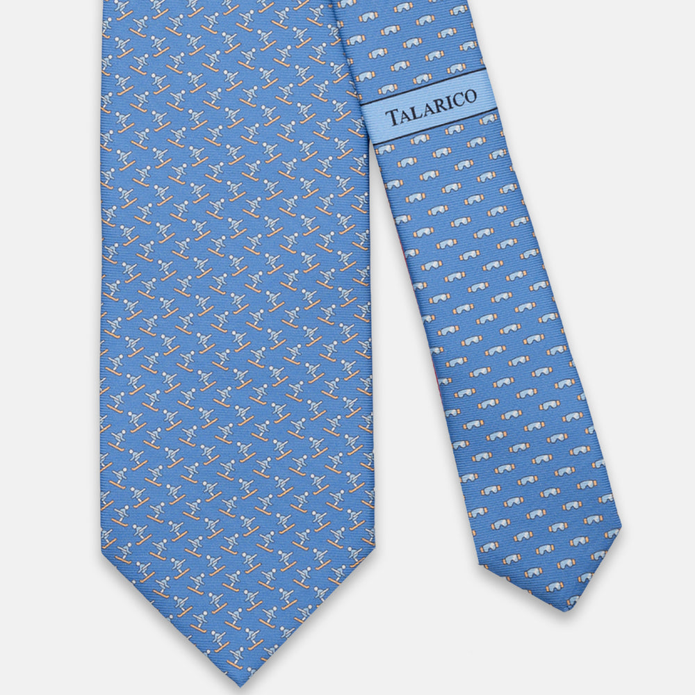 3-FOLD SILK TIE, SKIER PATTERN, TURQUOISE ORANGE - JC065287_3 T