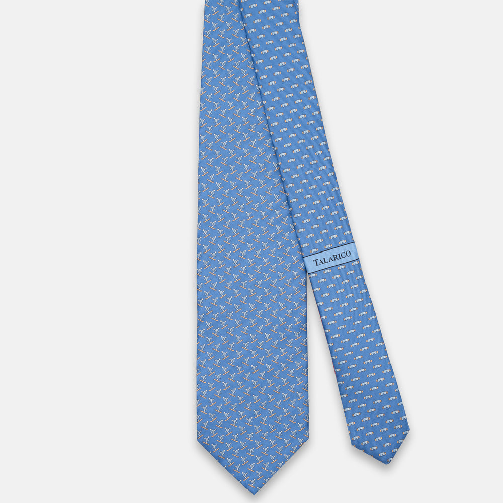 3-FOLD SILK TIE, SKIER PATTERN, TURQUOISE ORANGE - JC065287_3 T