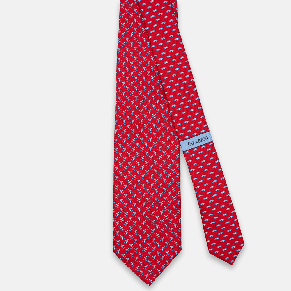 3-FOLD SILK TIE, SKIER PATTERN, RED - JC065287_4 T