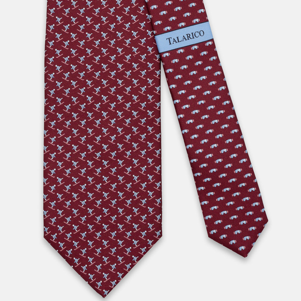3-FOLD SILK TIE, SKIER PATTERN, BURGUNDY - JC065287_5 T