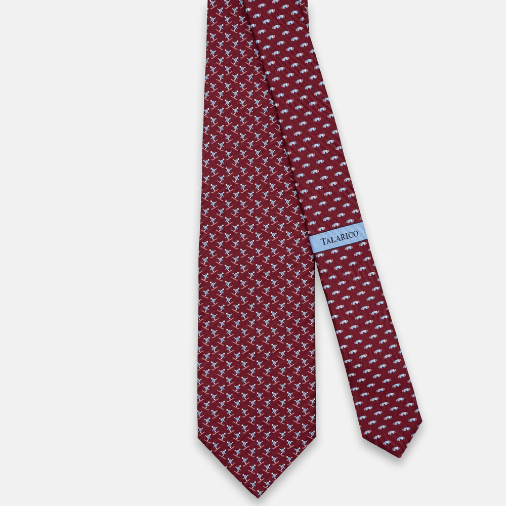 3-FOLD SILK TIE, SKIER PATTERN, BURGUNDY - JC065287_5 T