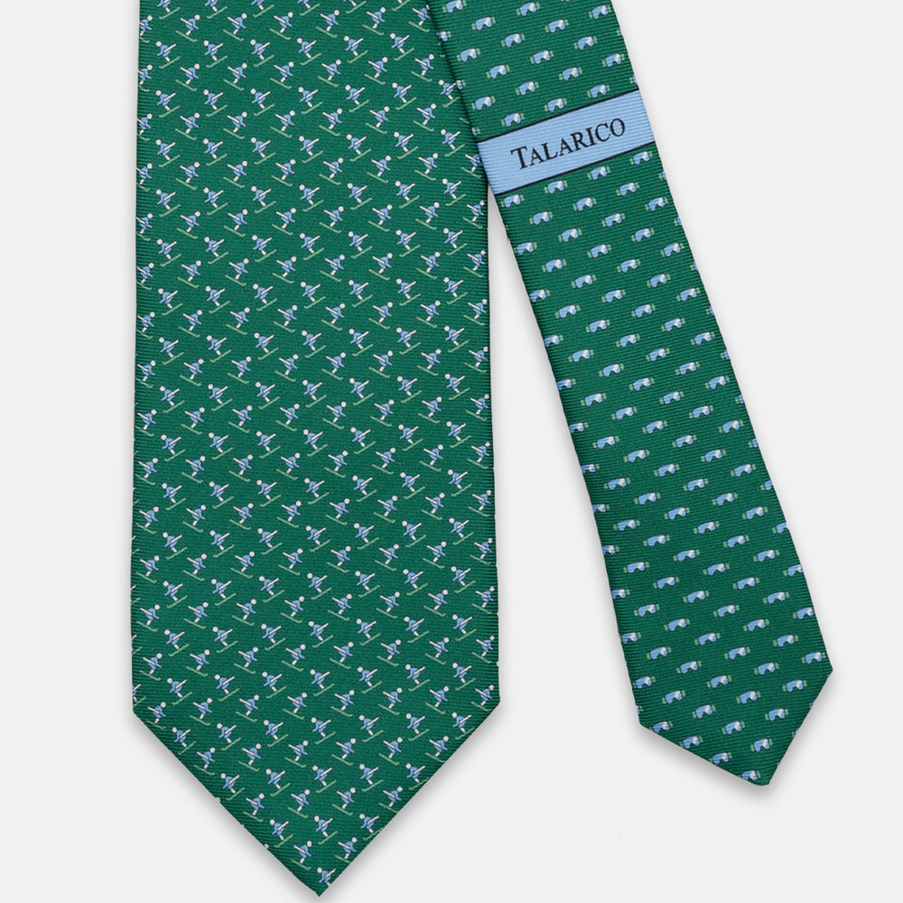 3-FOLD SILK TIE, SKIER PATTERN, GREEN - JC065287_7 T