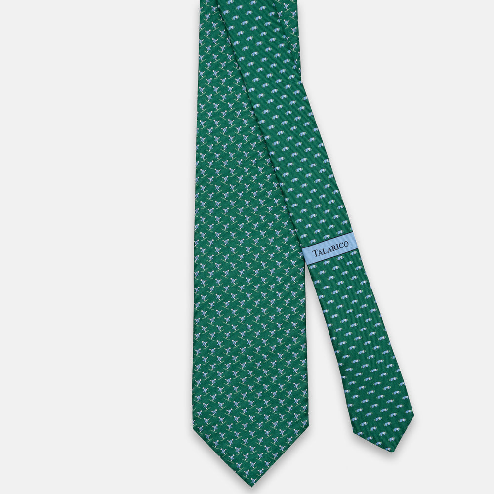 3-FOLD SILK TIE, SKIER PATTERN, GREEN - JC065287_7 T