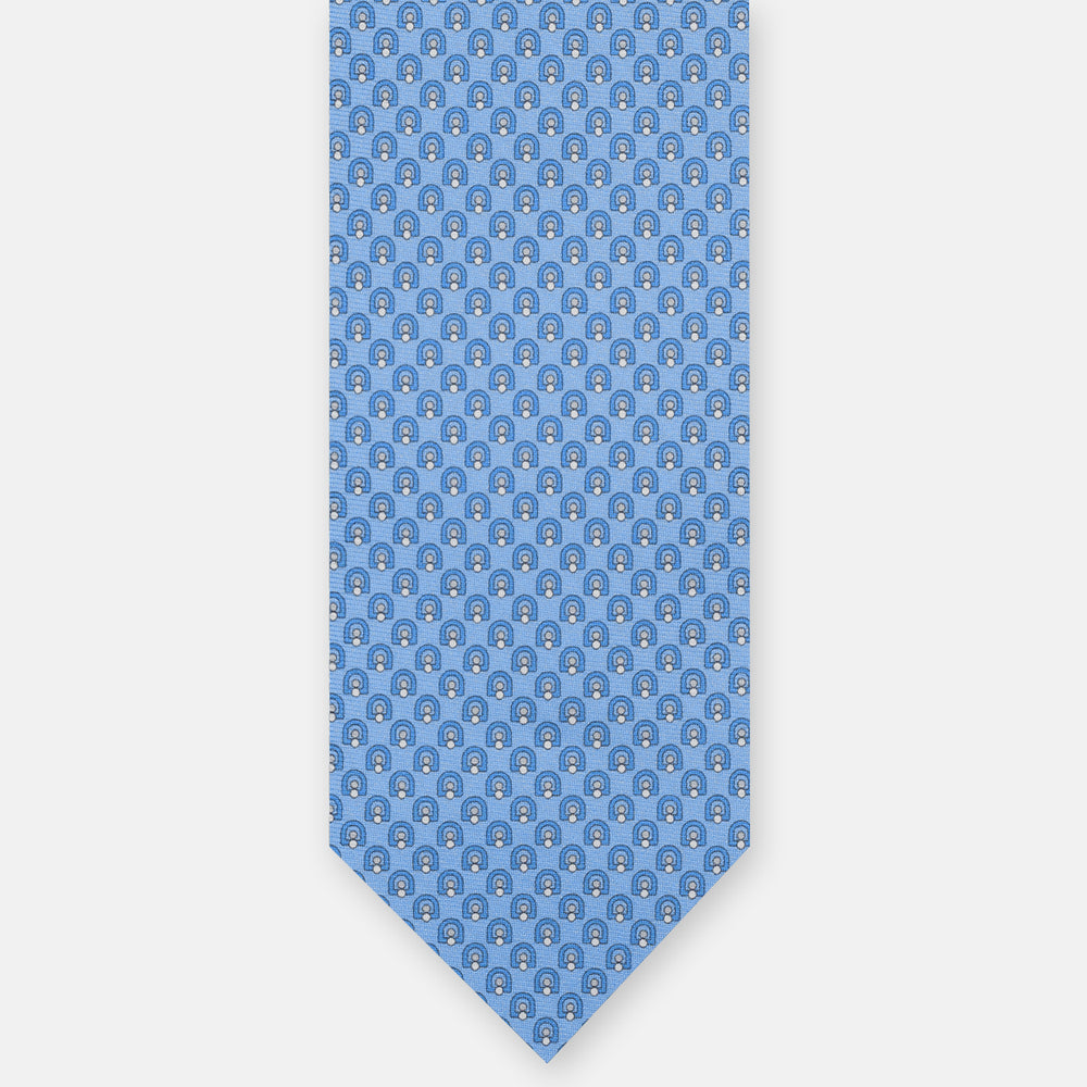 Cravatta 3 pieghe in Seta Microfantasia, AZZURRO - CELESTE , JC065324-9