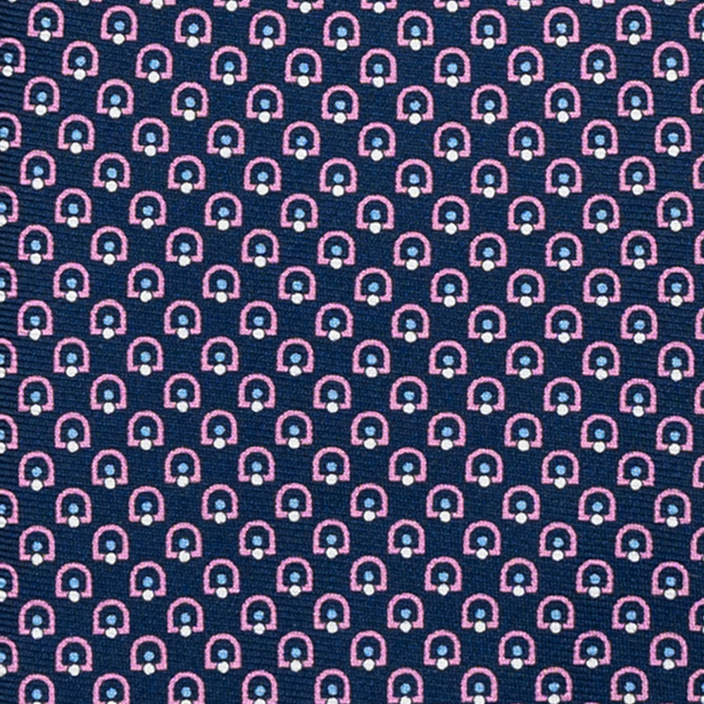 CRAVATTA 3 PIEGHE IN SETA, MICROFANTASIA, BLU ROSA - JC065324_2 T