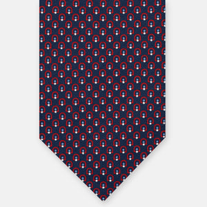 Cravatta 3 pieghe in Seta Microfantasia, BLU - ROSSO, JC065324-9