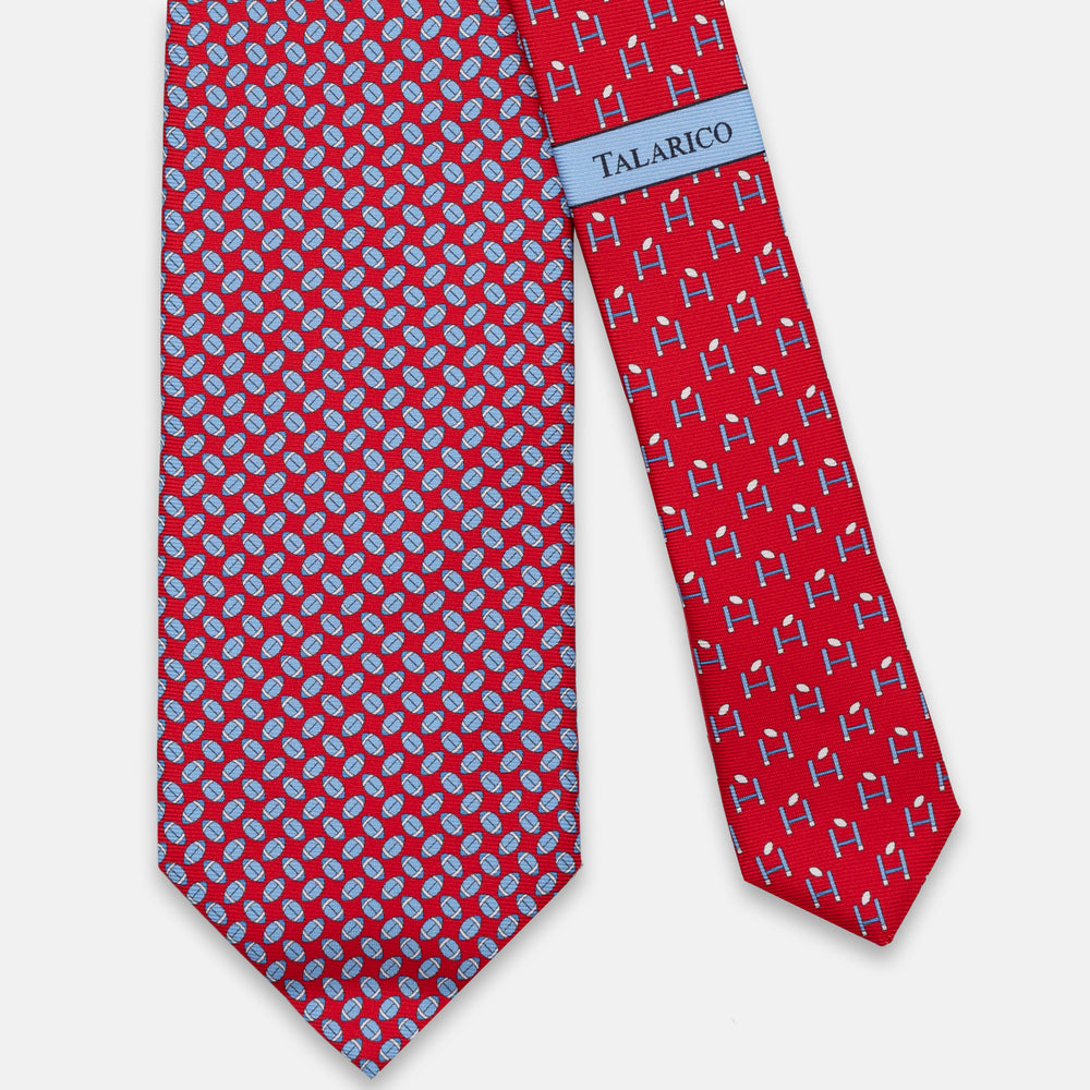 3-FOLD SILK TIE, RUGBY PATTERN, RED - JC065336_7 T