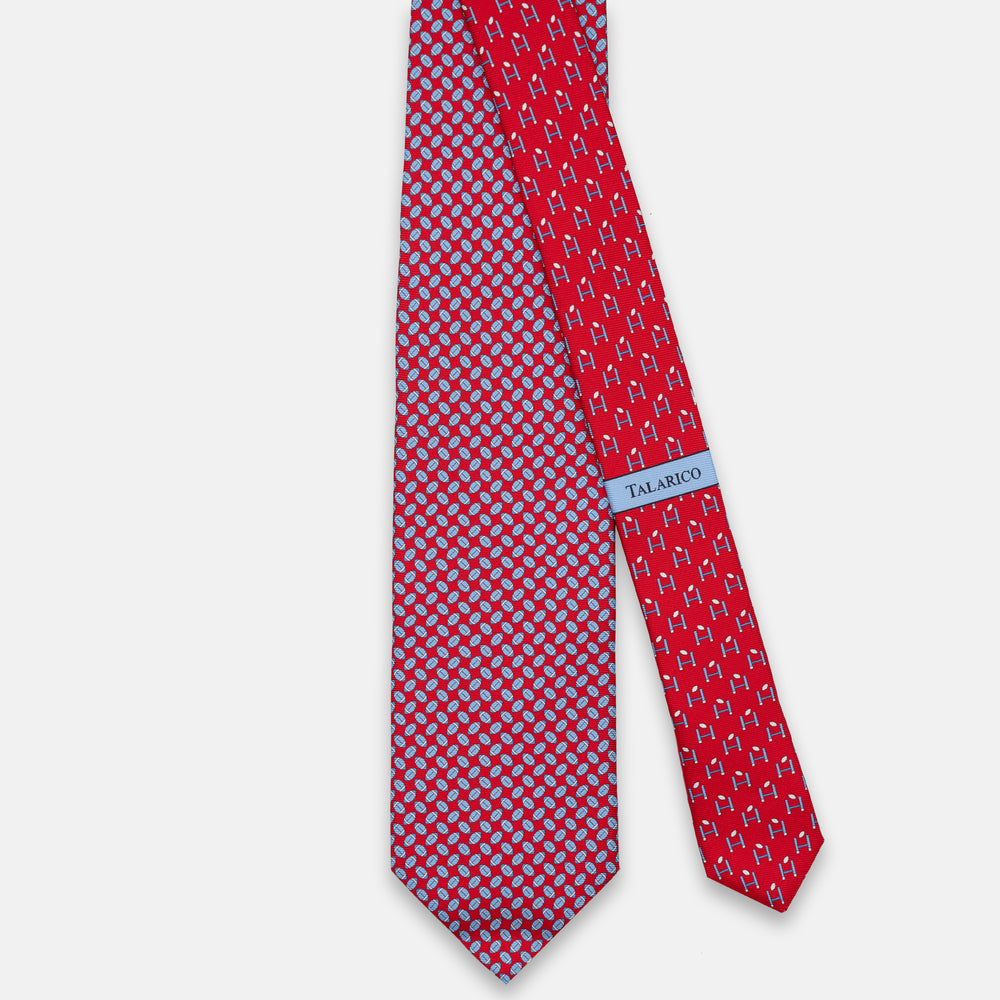 3-FOLD SILK TIE, RUGBY PATTERN, RED - JC065336_7 T