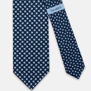 SILK 3-FOLD TIE, TOP PATTERN, TURQUOISE BLUE - JC065796_1 T