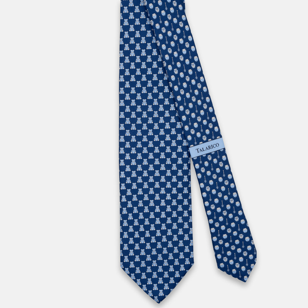 3-FOLD SILK TIE, TEDDY PATTERN, BLUE PINK - JC066105_1 T