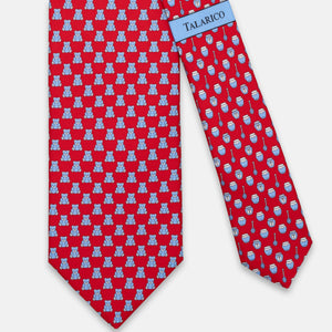 CRAVATTA 3 PIEGHE IN SETA, FANTASIA TEDDY, ROSSO - JC066105-6
