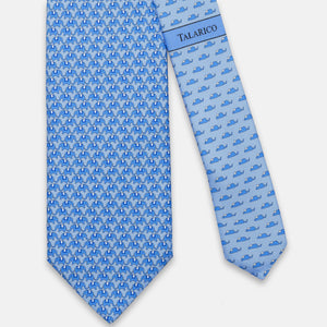 SILK 3-FOLD TIE, ELEPHANT PATTERN, LIGHT BLUE - JC066388_3 T