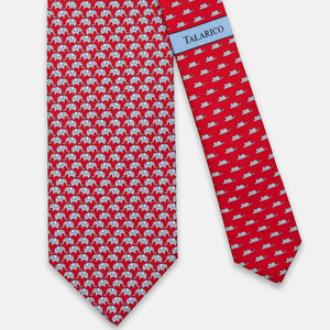 3-FOLD SILK TIE, ELEPHANT PATTERN, RED - JC066388_5 T