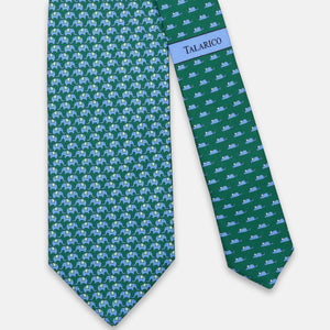 3 FOLD SILK TIE, ELEPHANT PATTERN, GREEN - JC066388_6 T