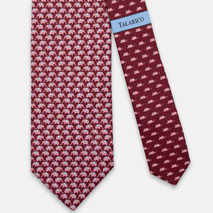 3-FOLD SILK TIE, ELEPHANT PATTERN, RED - JC066388_5 T