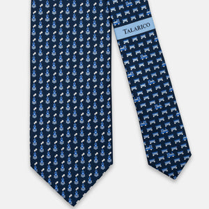 3-FOLD SILK TIE, EXPRESS PATTERN, TURQUOISE BLUE - JC066393_1 T