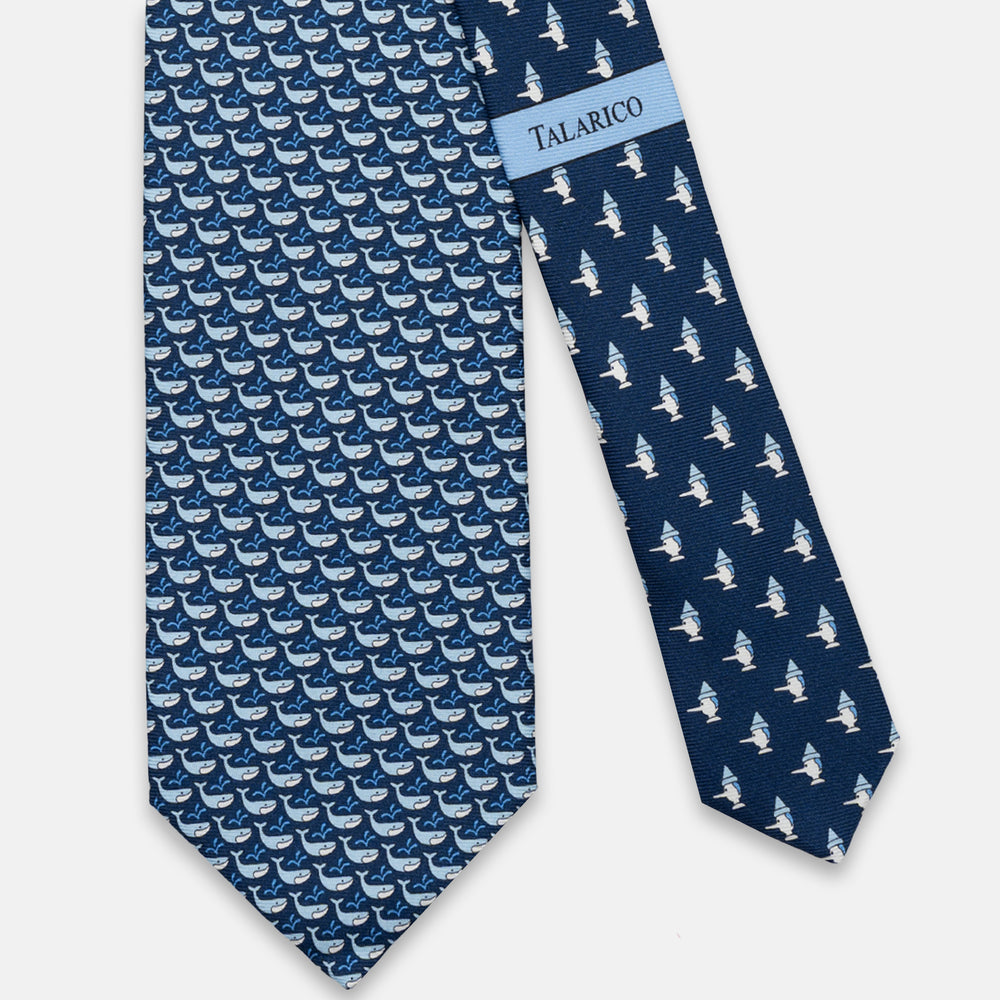 3-FOLD SILK TIE, PINOCCHIO PATTERN, TURQUOISE BLUE - JC066398_1 T