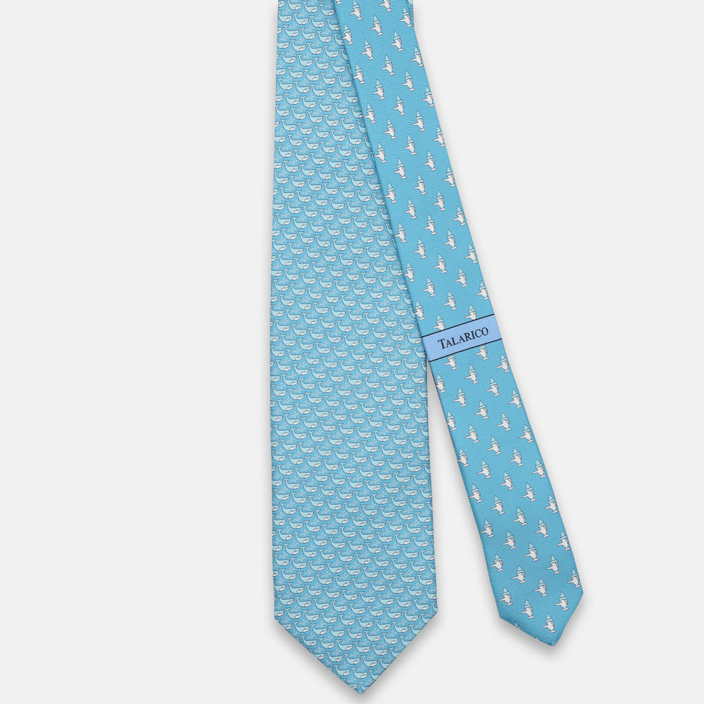 SILK 3-FOLD TIE, PINOCCHIO PATTERN, AQUA - JC066398_6 T