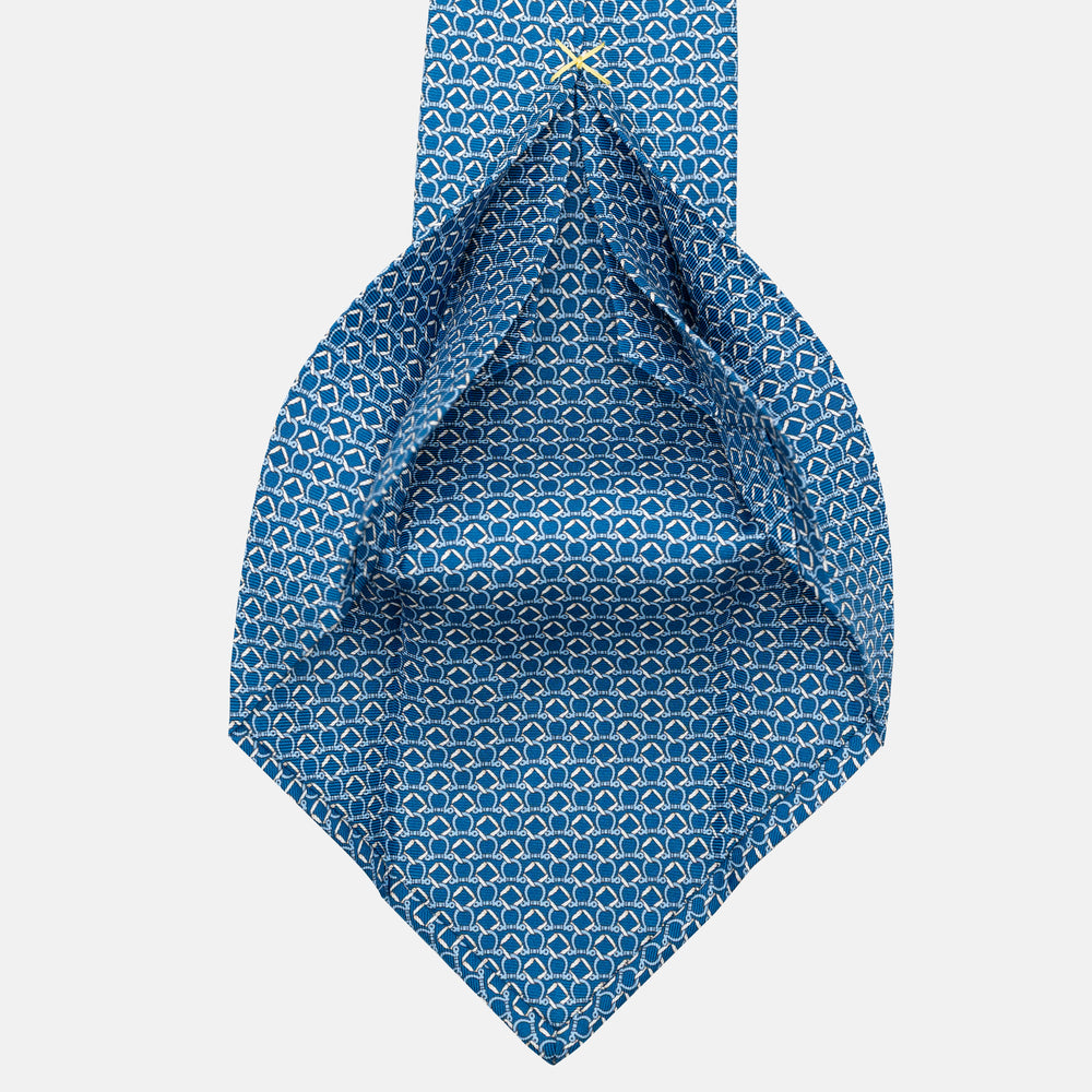 7-fold silk tie with geometric pattern, light blue JC090226-1
