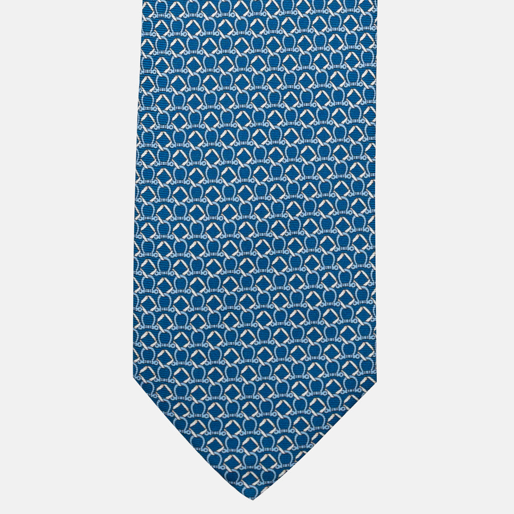 7-fold silk tie with geometric pattern, light blue JC090226-1