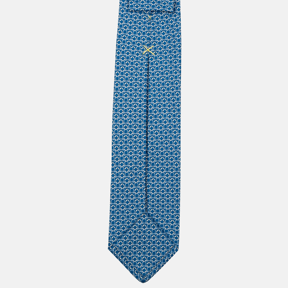 7-fold silk tie with geometric pattern, light blue JC090226-1