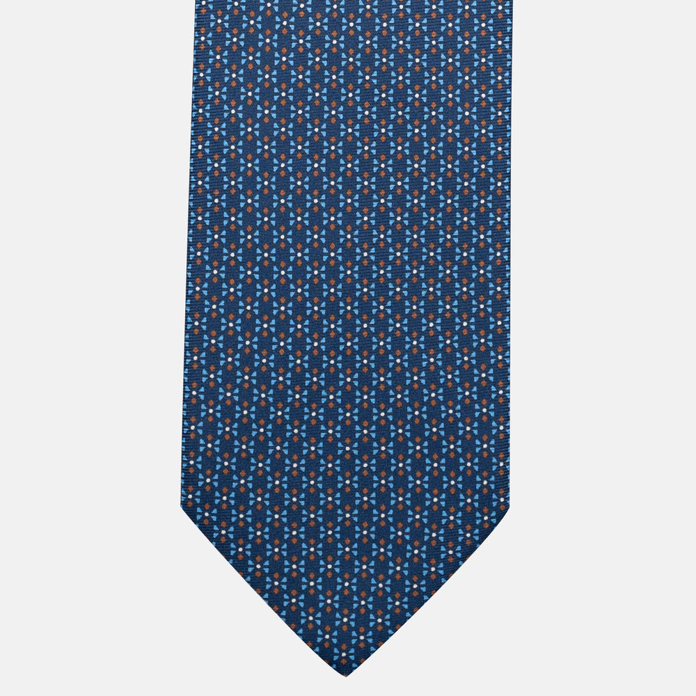 7-Fold Silk Tie with Micro Pattern in Blue JC090226-2