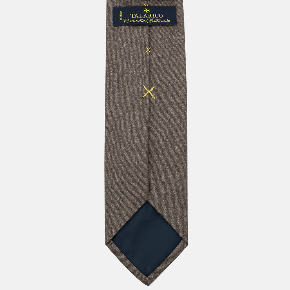 Cravatta 3 pieghe in Cashmere Marrone
