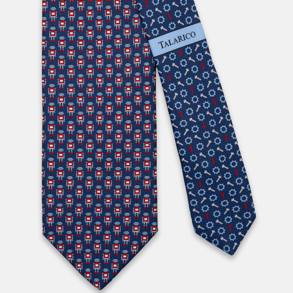3-FOLD SILK TIE, PINOCCHIO PATTERN, TURQUOISE BLUE - JC066398_1 T