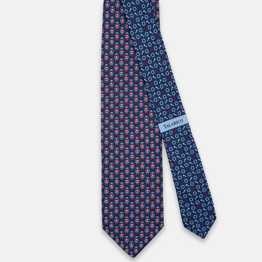 3-FOLD SILK TIE, PINOCCHIO PATTERN, TURQUOISE BLUE - JC066398_1 T