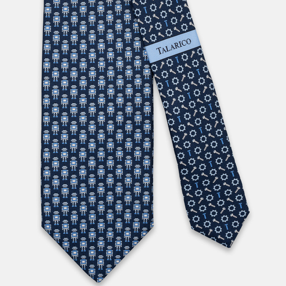 3-FOLD SILK TIE, PINOCCHIO PATTERN, TURQUOISE BLUE - JC066398_1 T