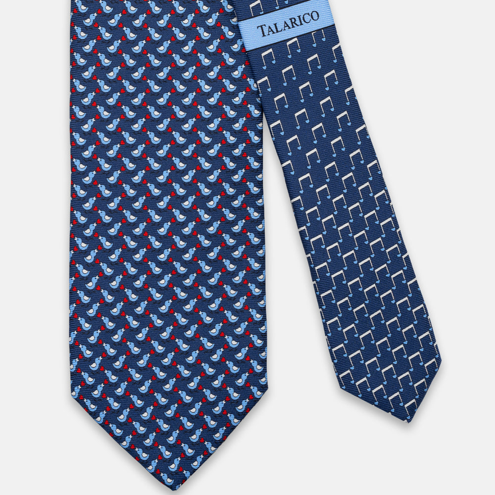 3-FOLD SILK TIE, PINOCCHIO PATTERN, TURQUOISE BLUE - JC066398_1 T