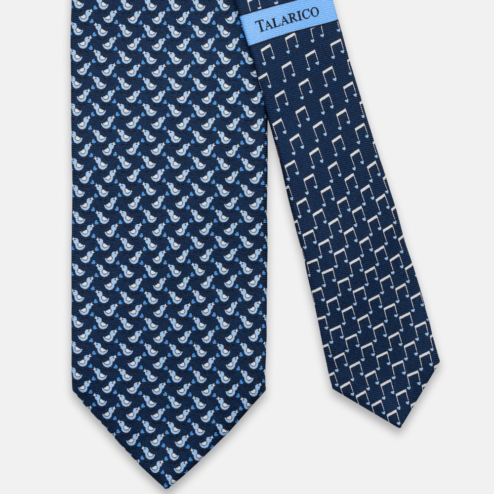 3-FOLD SILK TIE, PINOCCHIO PATTERN, TURQUOISE BLUE - JC066398_1 T