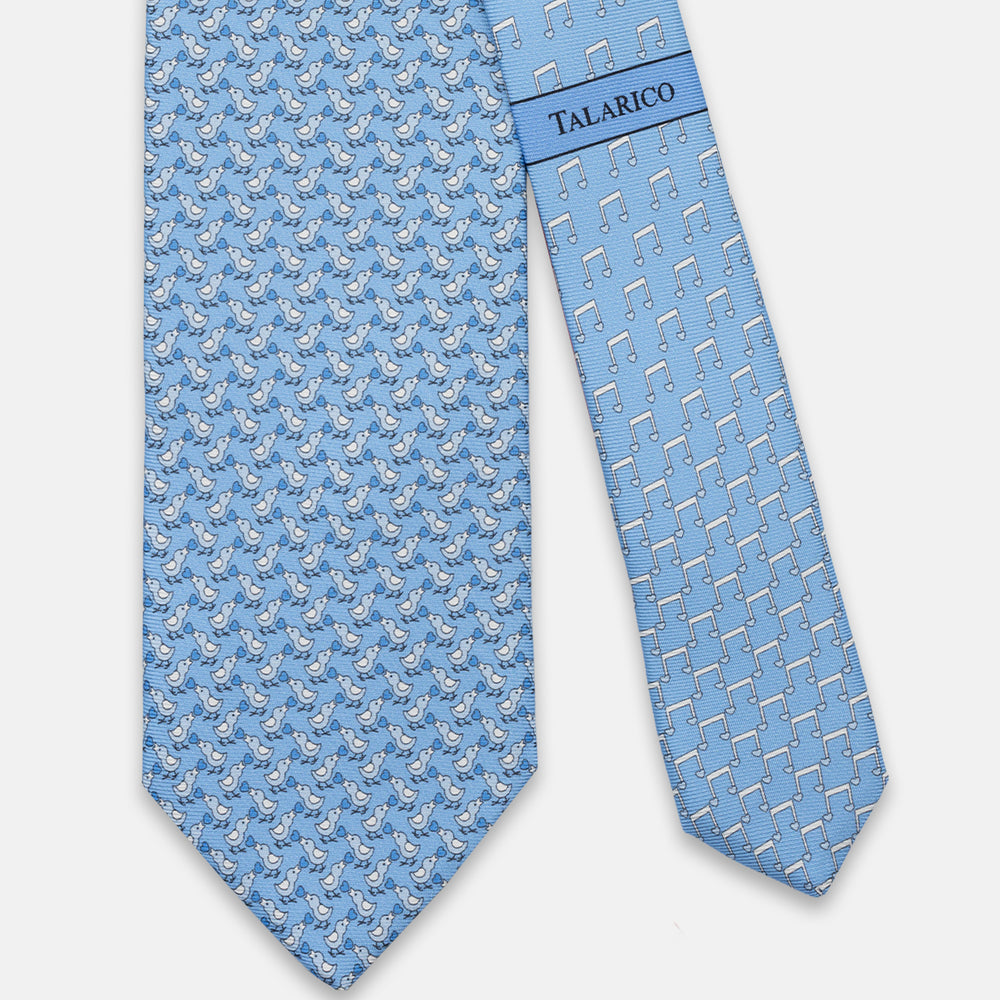 3-FOLD SILK TIE, PINOCCHIO PATTERN, TURQUOISE BLUE - JC066398_1 T