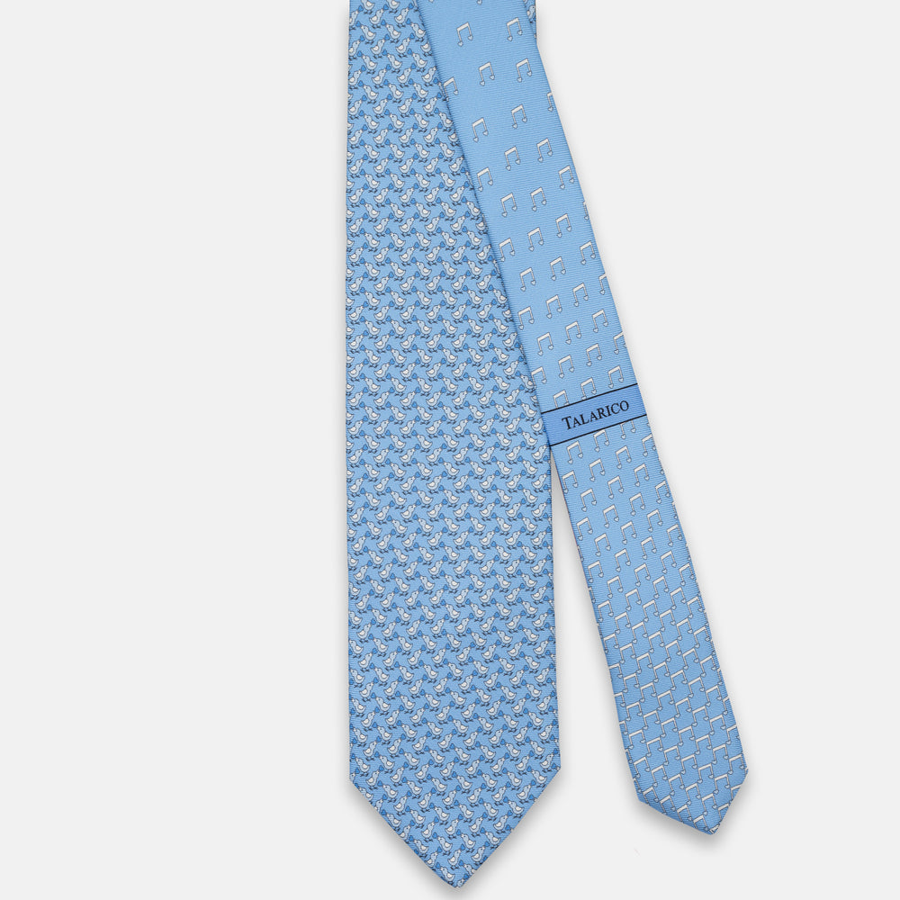 3-FOLD SILK TIE, PINOCCHIO PATTERN, TURQUOISE BLUE - JC066398_1 T