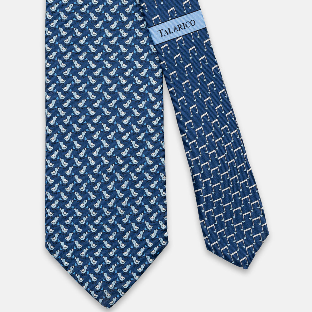 3-FOLD SILK TIE, PINOCCHIO PATTERN, TURQUOISE BLUE - JC066398_1 T
