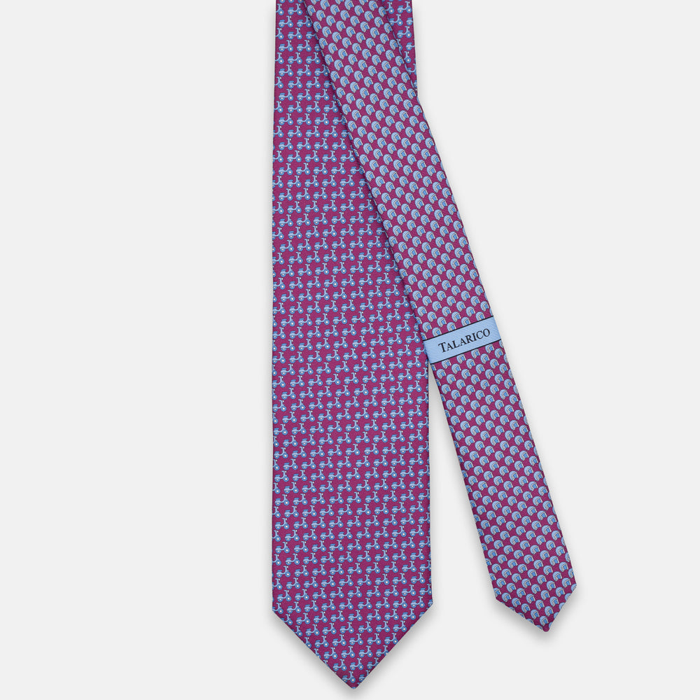 CRAVATTA 3 PIEGHE IN SETA, FANTASIA VESPA, MAGENTA-CELESTE,  JC0000 6