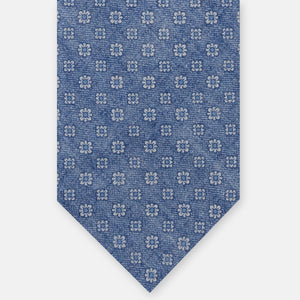 Blue Floral Pattern 3-Fold Irish Linen Tie JD031