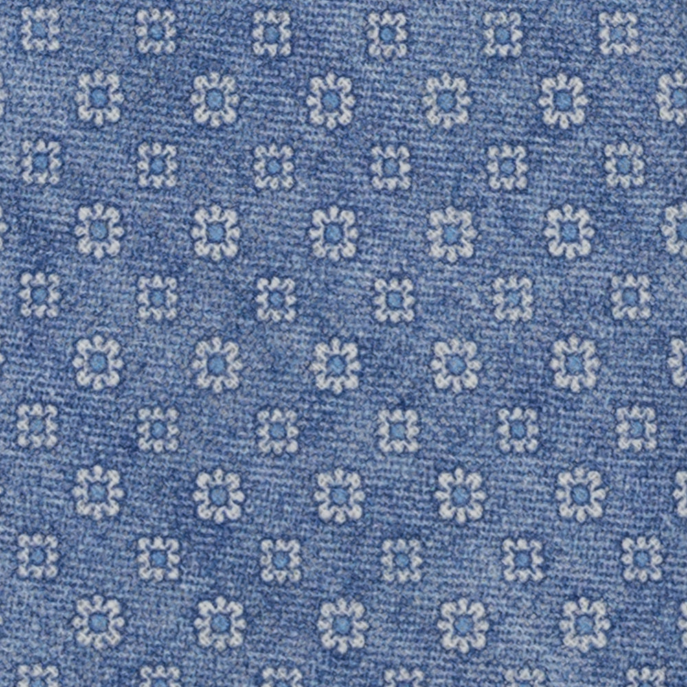 Blue Floral Pattern 3-Fold Irish Linen Tie JD031