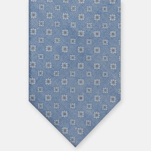 Sky Blue Floral Pattern Irish Linen 3-Fold Tie JD031