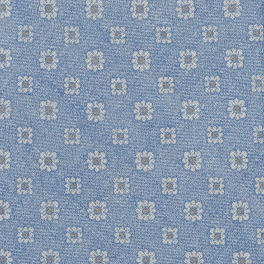 Sky Blue Floral Pattern Irish Linen 3-Fold Tie JD031