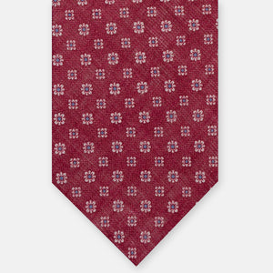 Red Floral Irish Linen 3-Fold Tie JD031