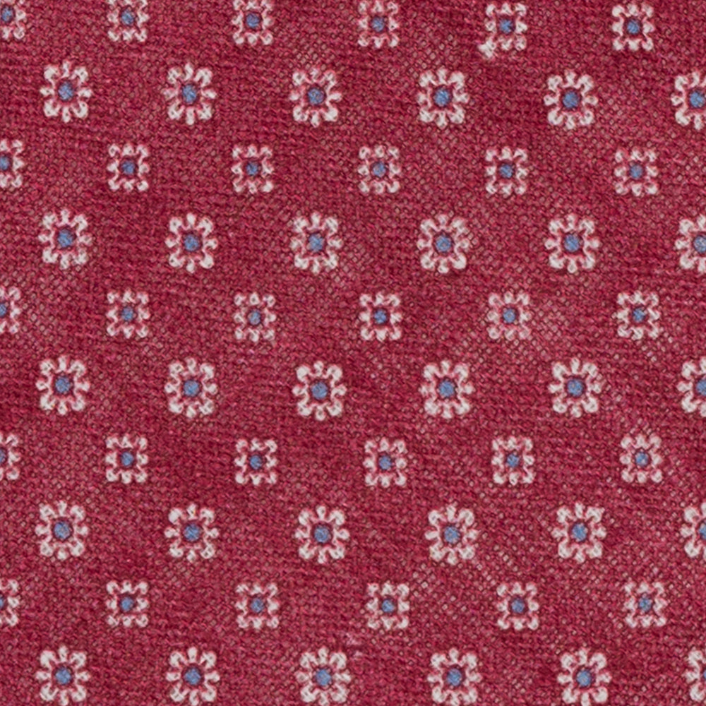 Red Floral Irish Linen 3-Fold Tie JD031
