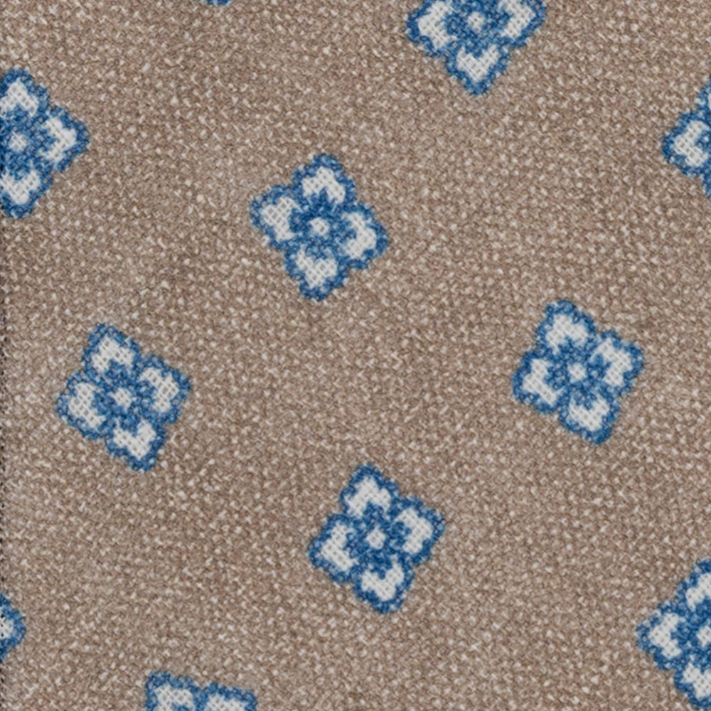 3-Fold Tie in Floral Beige Irish Linen JD032