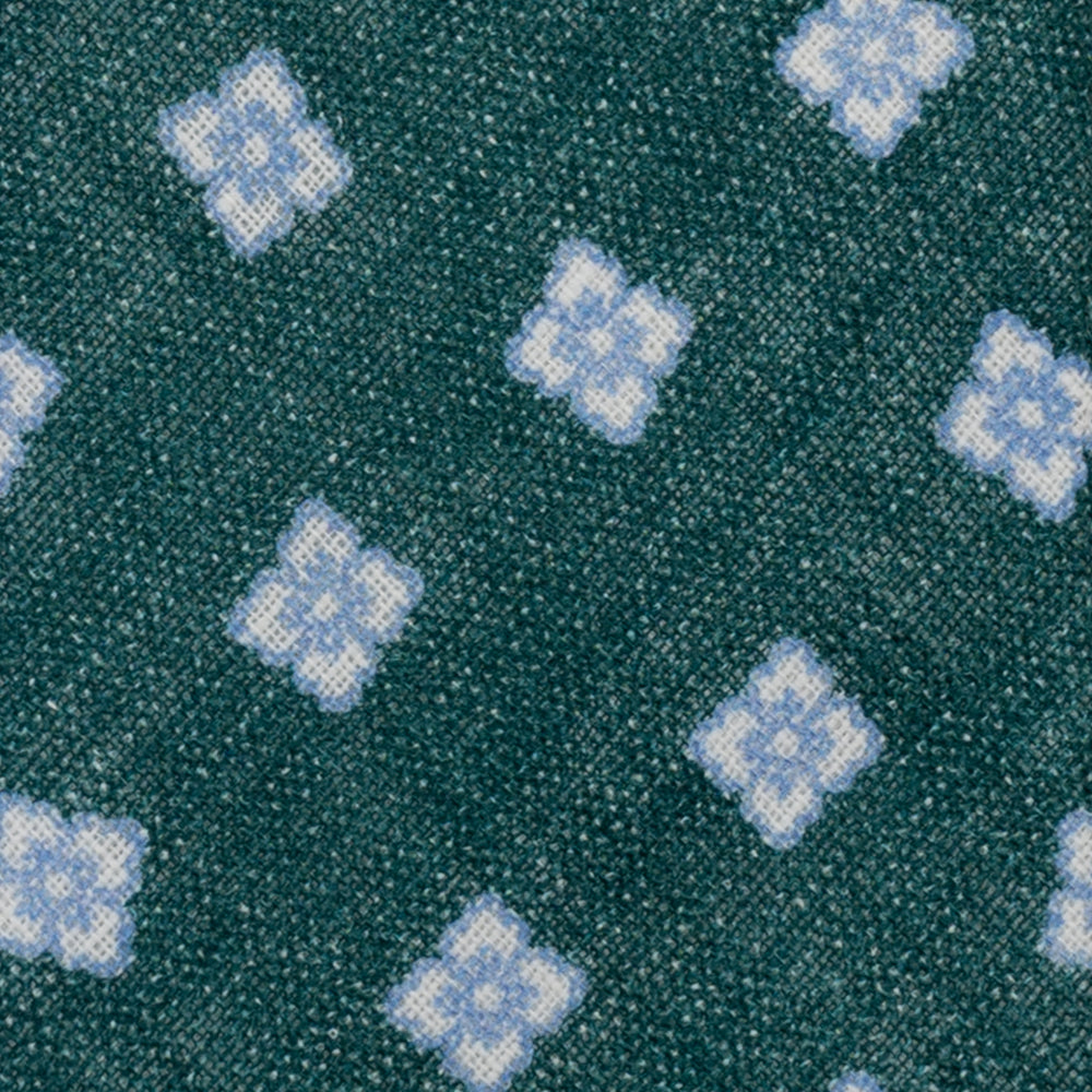 Green Floral Irish Linen 3-Fold Tie JD032