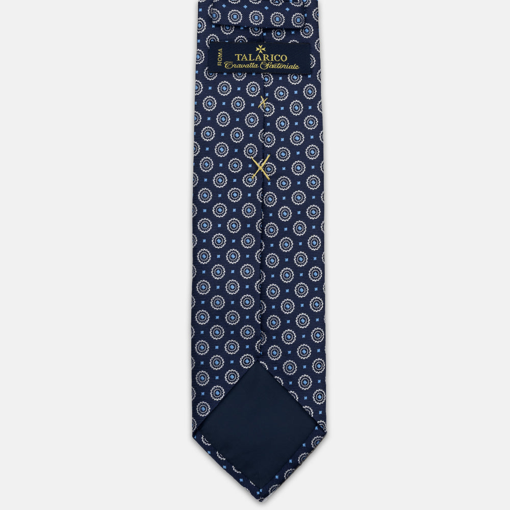 1999 Collection Tie in Heavy Silk Blue & Green Geometric Pattern