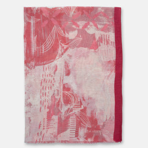 Sciarpa Coprispalle Kyoto in Lino e Seta Fucsia con Motivo Astratto | Made in Italy - Uomo