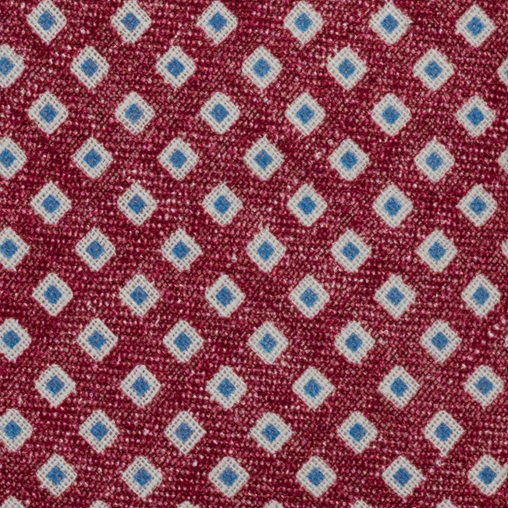 Cravatta 3 Pieghe in Irish Linen Fantasia Geometrica Rosso JD030