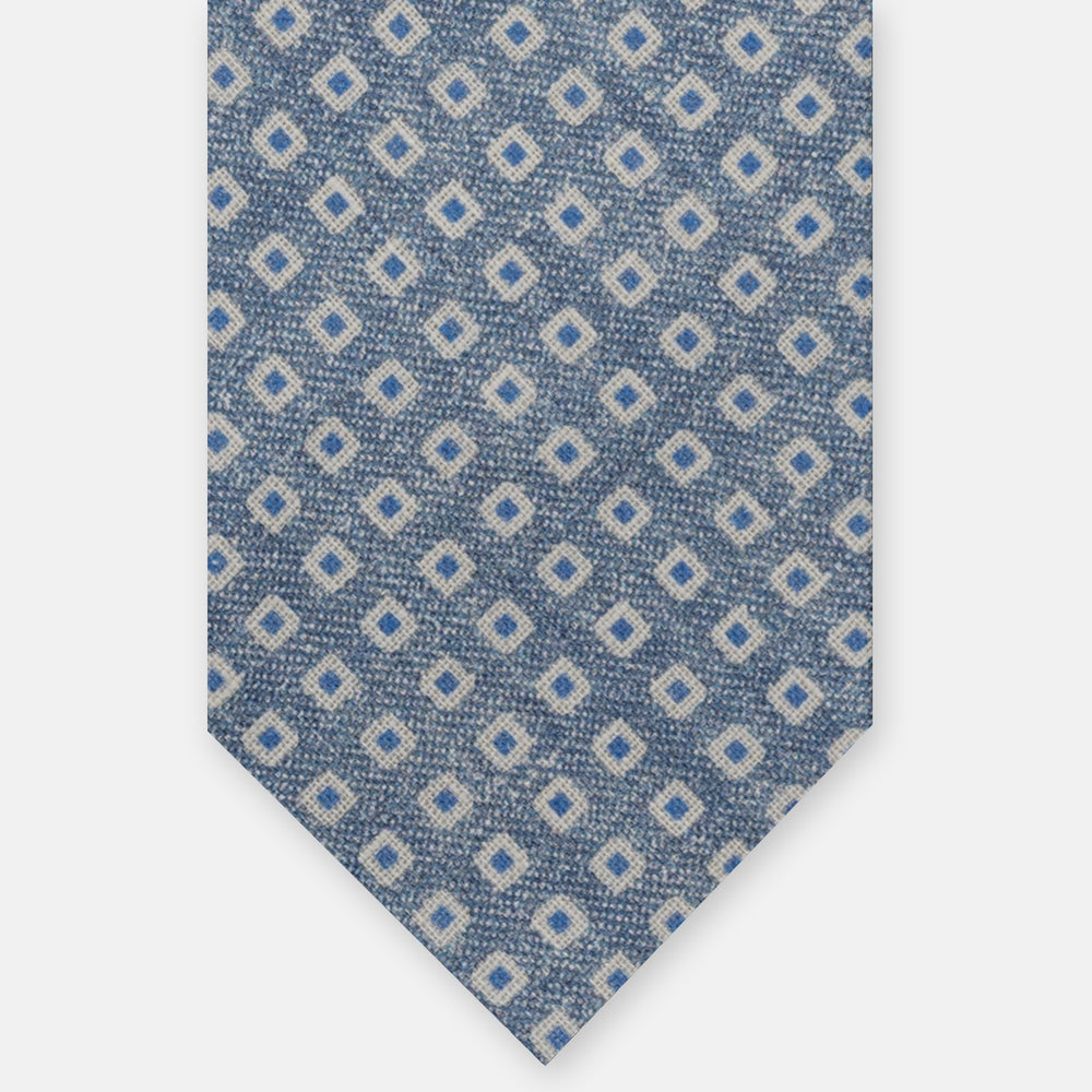 Cravatta 3 Pieghe in Irish Linen Fantasia Geometrica Grigio JD030