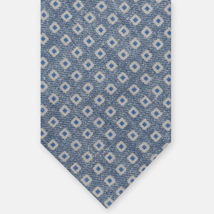 3-Fold Tie in Grey Geometric Pattern Irish Linen JD030