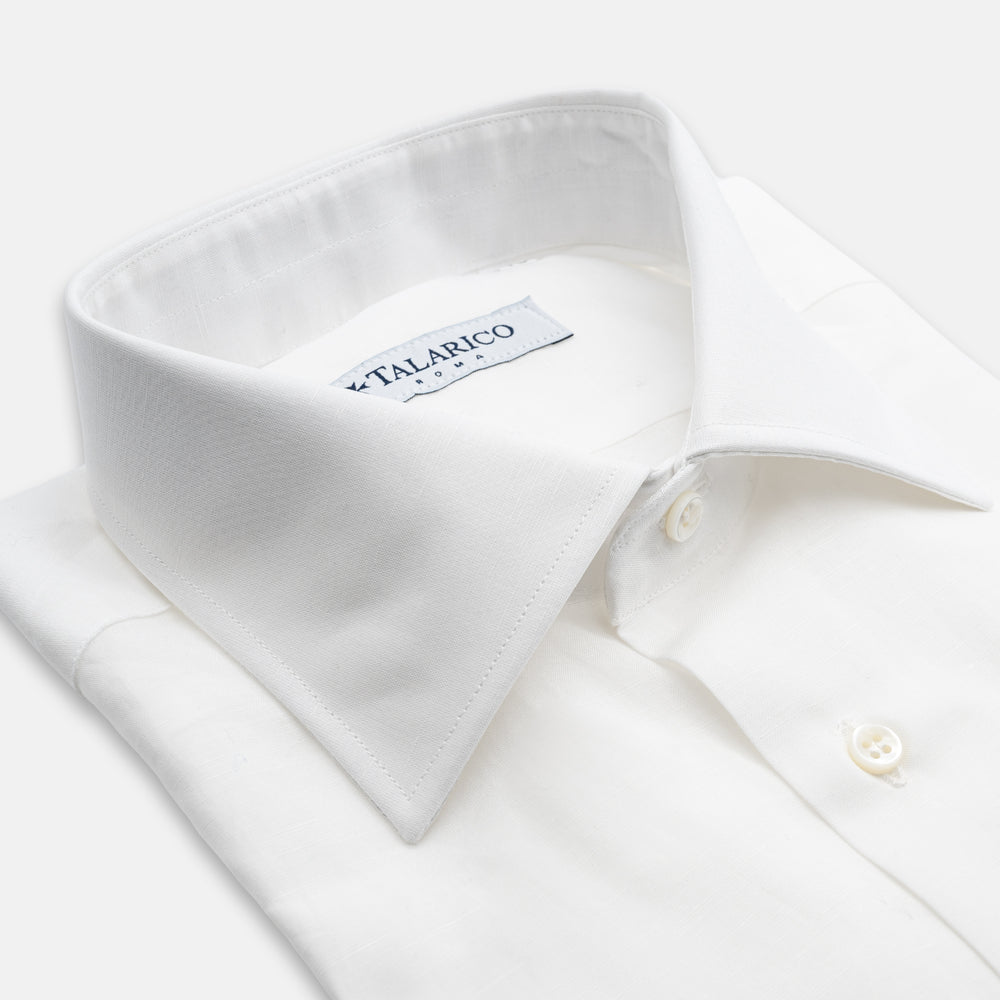 Linen and Cotton Blend Tailored Shirt | White